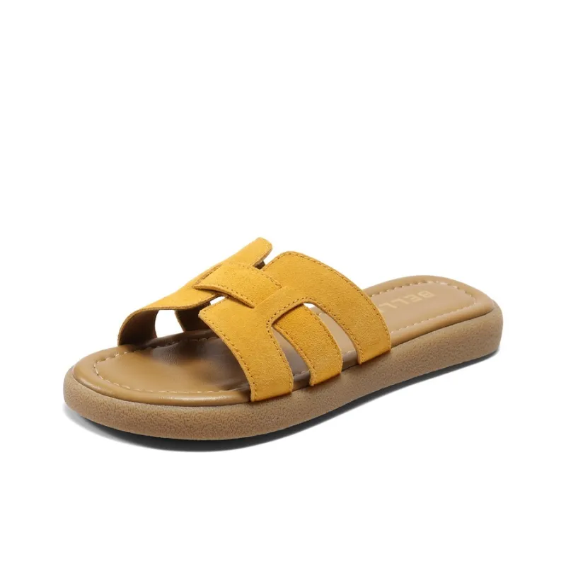 BELLE Slide Slippers Women's Blue/Yellow/Beige-1