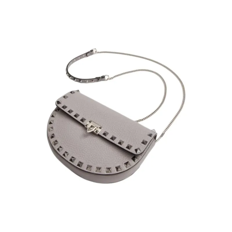 Valentino ROCKSTUD Grain Calfskin Shoulder Bag Mini Women's Dove Feather Gray Color-4