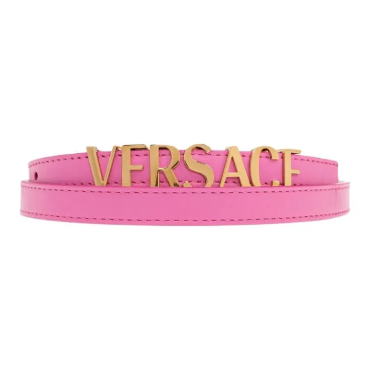 VERSACE 100% Leather Belts Women's Pink Width 1.5CM-1
