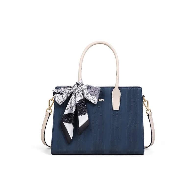 CNNCOO Cow Leather One Shoulder Handbag Women's Blue-3