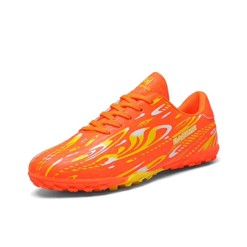 LONGDUIZHANG Soccer Shoes Unisex Low Top Orange Red/Black Gold/Black Sky Blue/White Gold-1