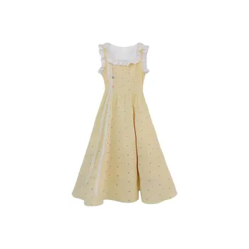 PZGE Sleeveless Dresses Women's Yellow