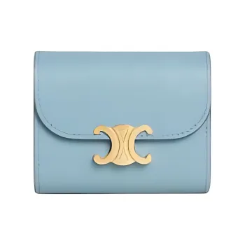 CELINE Triomphe Calfskin Wallet Women's Blue