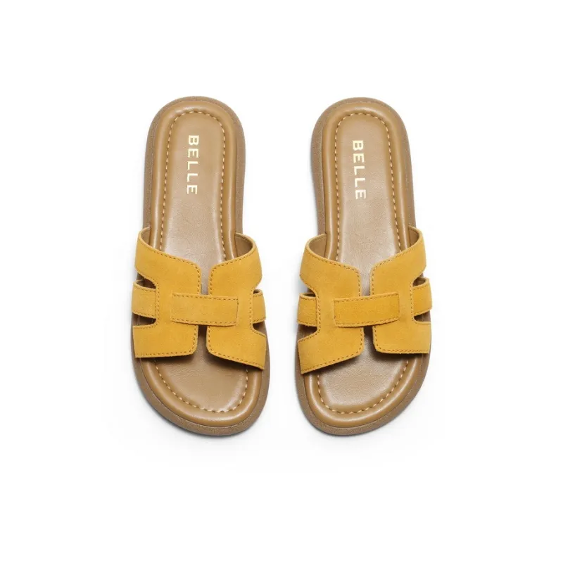 BELLE Slide Slippers Women's Blue/Yellow/Beige-2