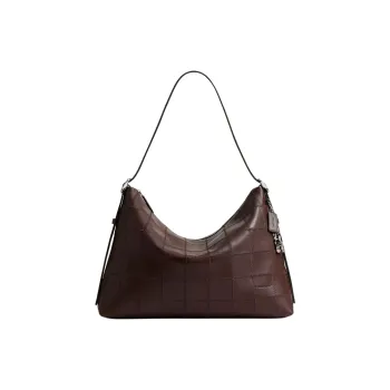 COACH Ergo Leather Shoulder Bag Tubas Women's Dark Brown