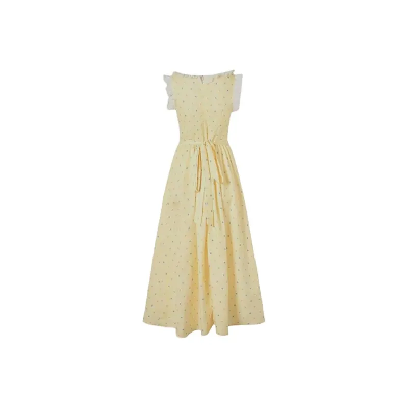 PZGE Sleeveless Dresses Women's Yellow-1