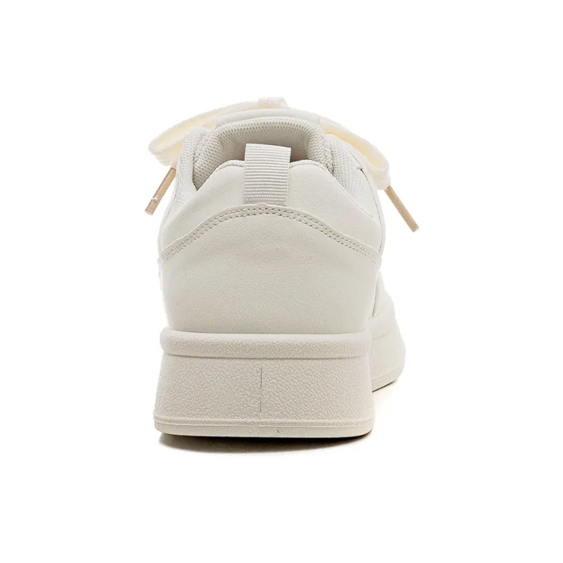 HUANQIU Slip Resistant Shock Absorbers With Abrasion Resistant Properties Low Top Skateboard Shoes Women's Beige-3
