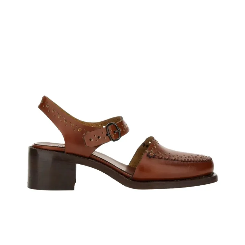 Hereu Chunky Heel High Heels Women's Tan-1