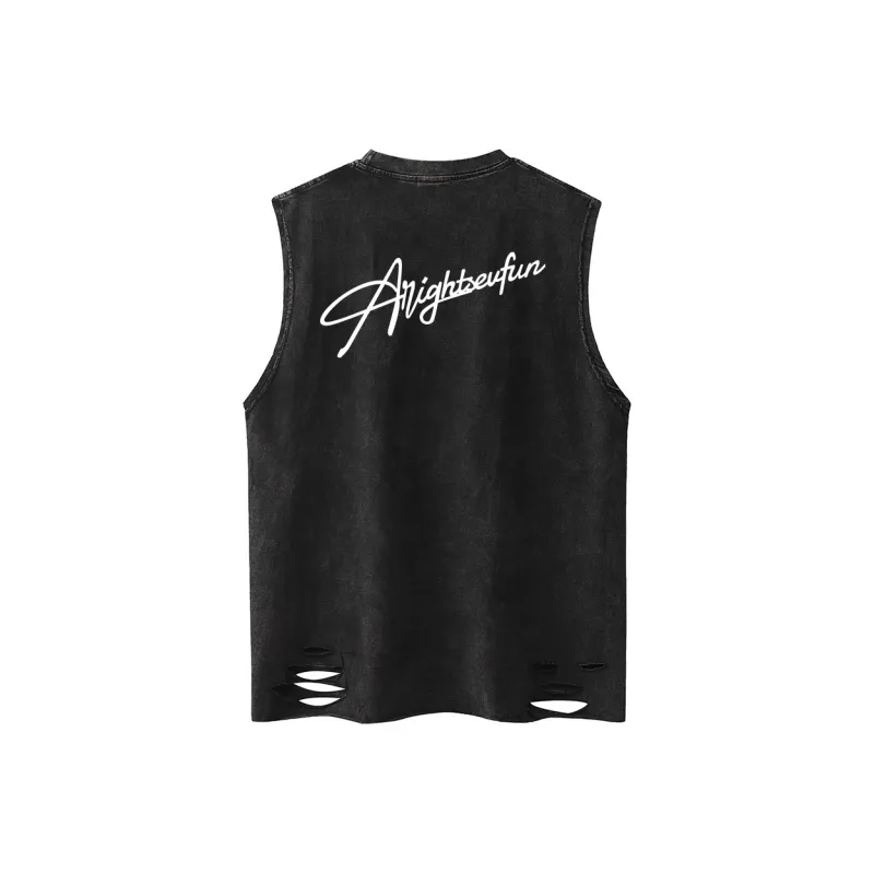 7 SEVFUN Tank Tops Unisex Washed Black-0