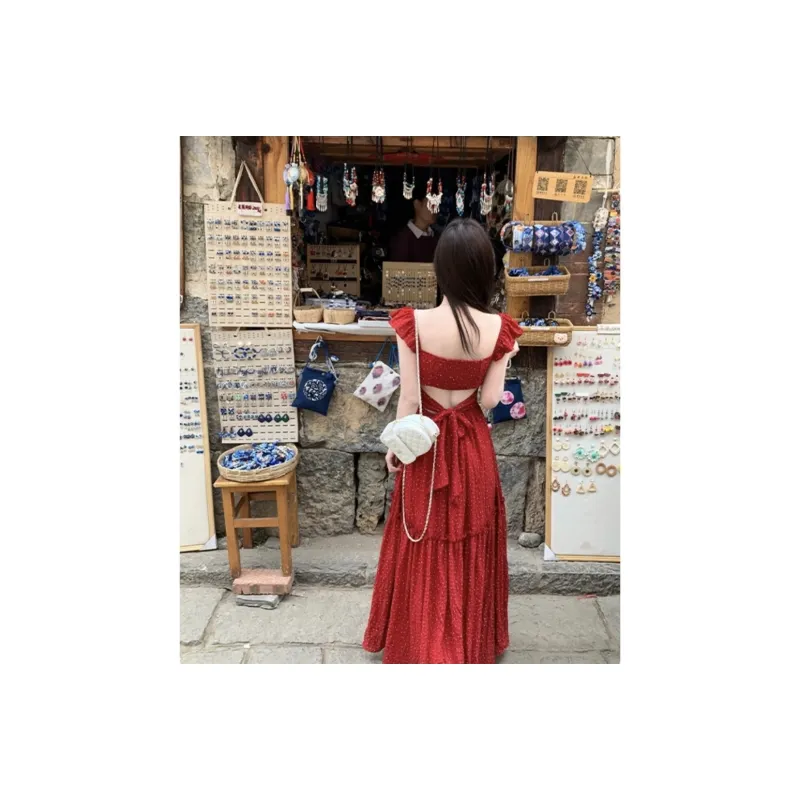 POPO.INFO Slip Dresses Women's Red-5