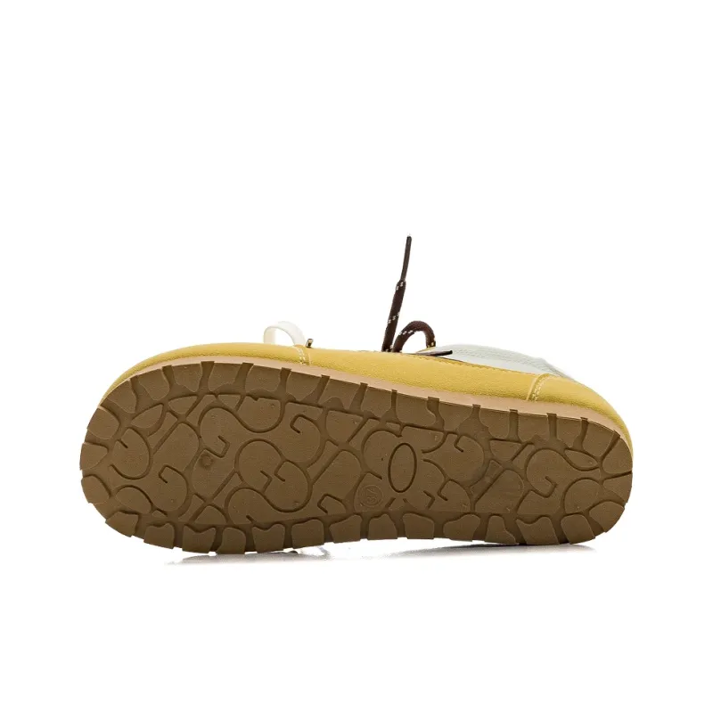 HUANQIU Shock Absorbers Slip Resistant Breathable Low Top Casual Shoes Women's Yellow-4