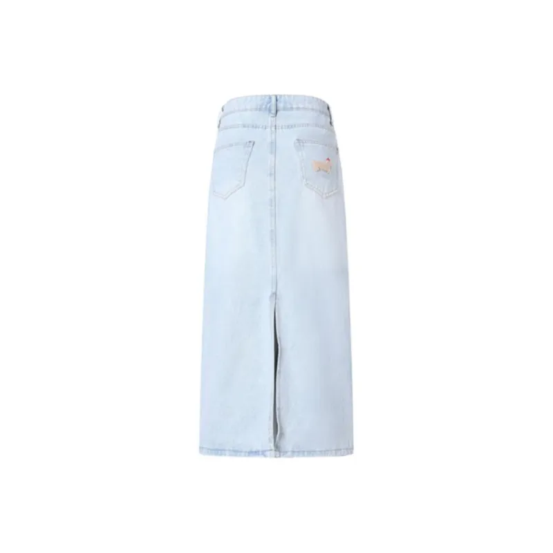 GOSO Denim Long Skirts Women's Blue-1