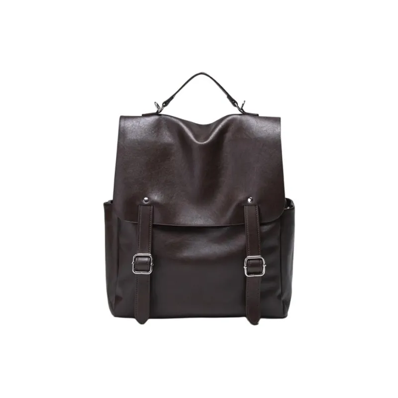 Pivsnu Synthetic Leather Backpack Women's Black/Coffee-4