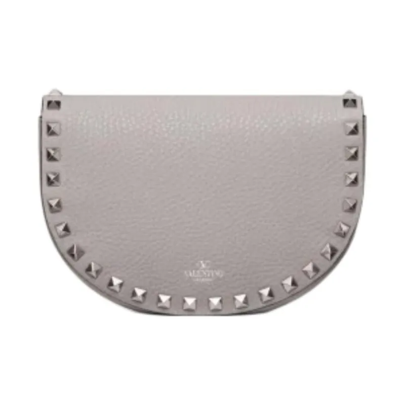 Valentino ROCKSTUD Grain Calfskin Shoulder Bag Mini Women's Dove Feather Gray Color-3