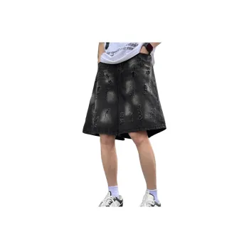 7 SEVFUN Denim Shorts Unisex Black/Gold