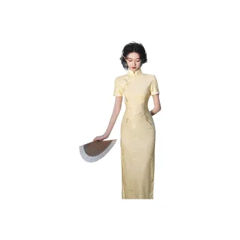 MDEHT Cheongsams Women's Light Yellow