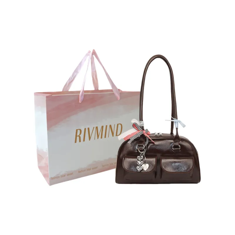 RIVMIND PU Shoulder Bag Women's Black/Coffee/Brown/Red-5