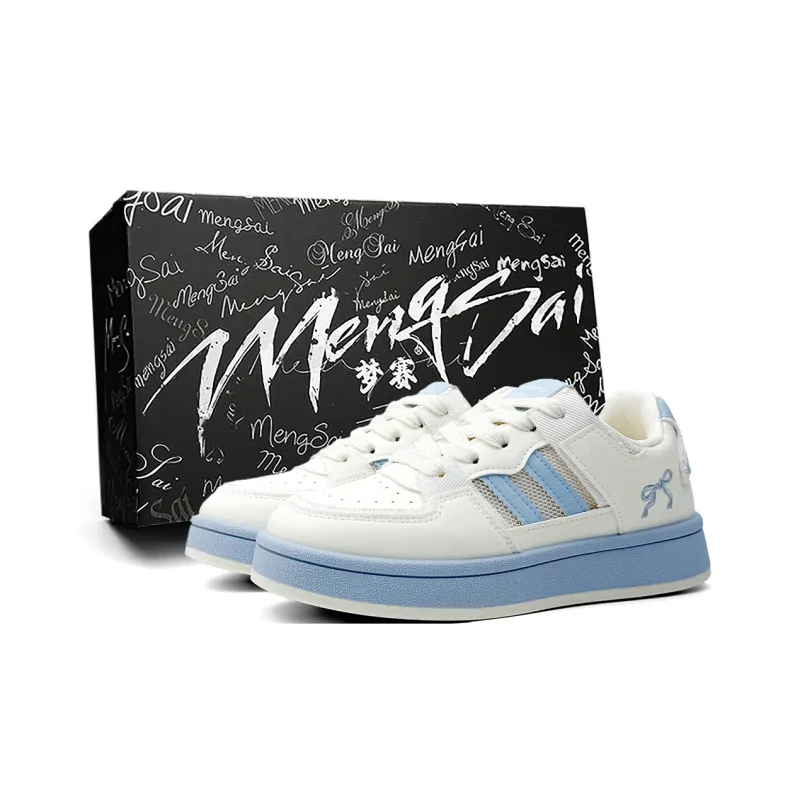 Mengsai Cushioning, Wear Resistant Low Top Skateboard Shoes Women's Beige Blue-1