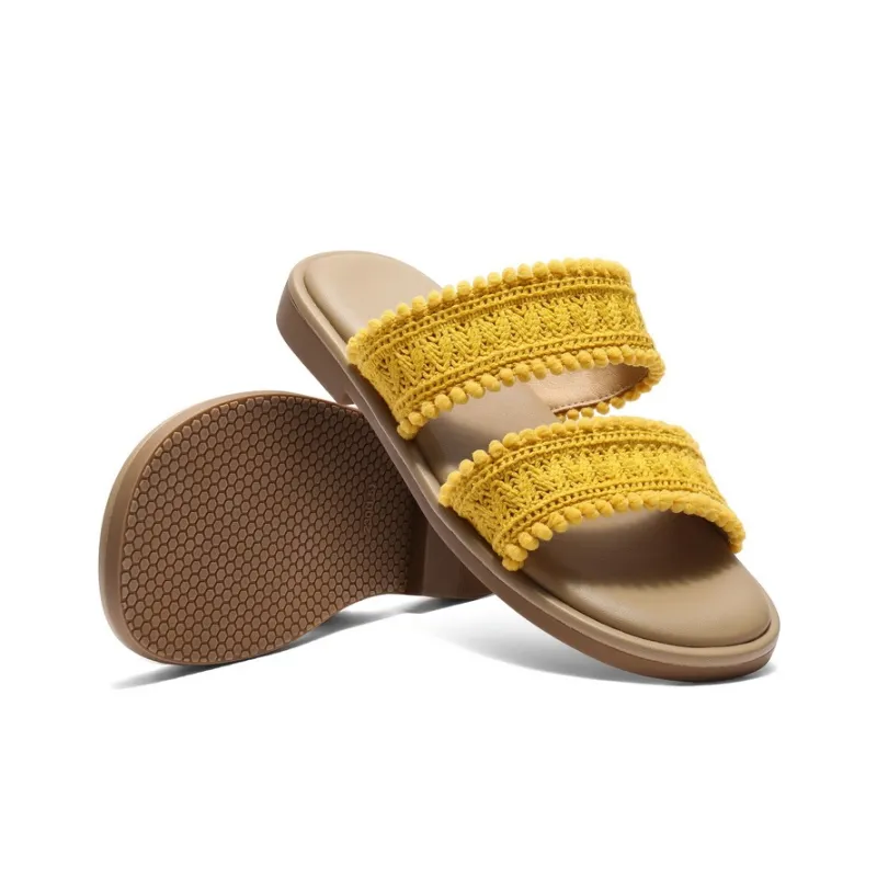 BELLE Slide Slippers Women's Beige/Yellow/Blue-9