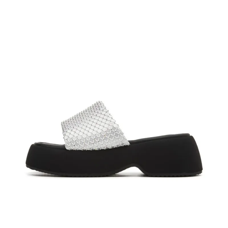 ST&SAT Rubber Sole Leather Patchwork Quiet Slide Slippers Women's-3