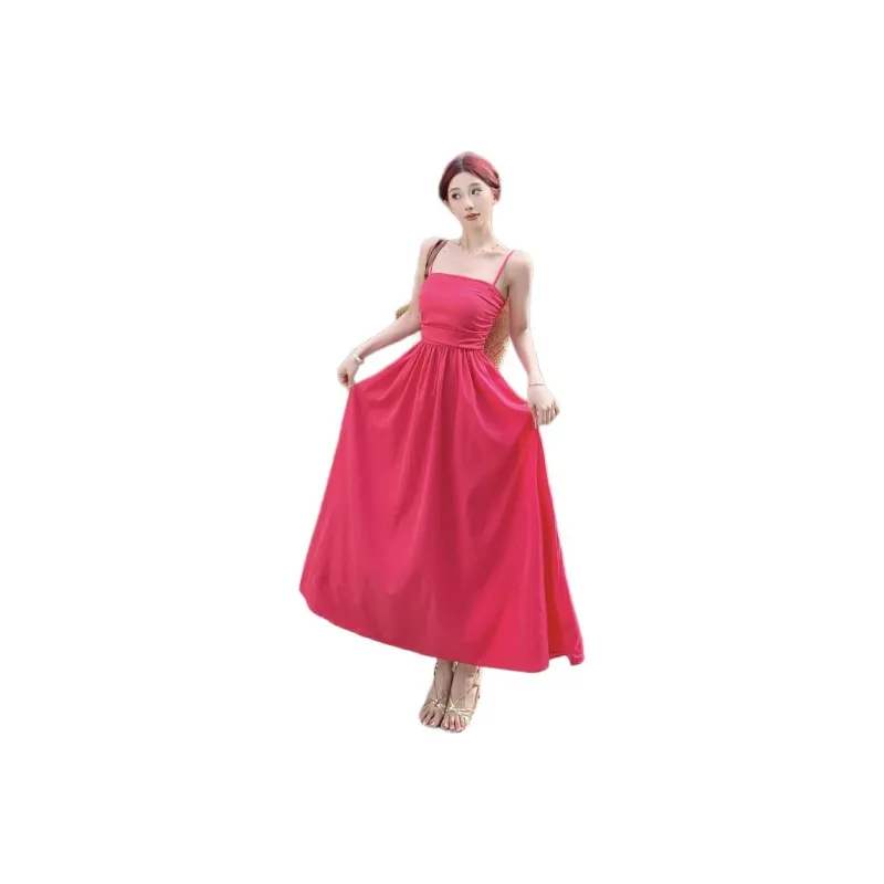 Mu Xiao Xin Slip Dresses Women's Rose Red-0