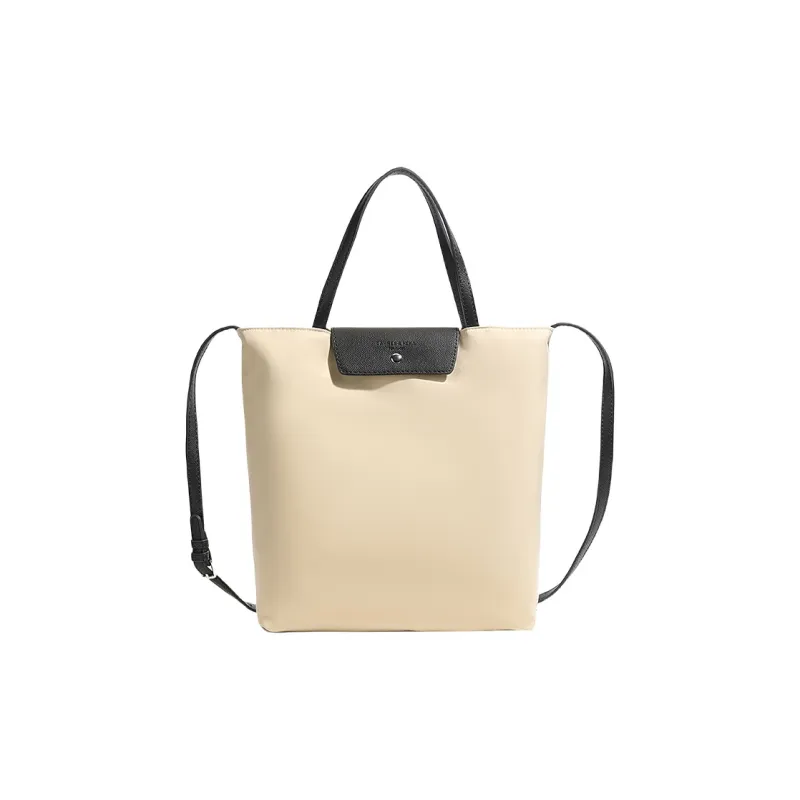 Debecca Fabric Tote Shoulder Bag, Crossbody Bag, Handbag Unisex Black/Khaki-4