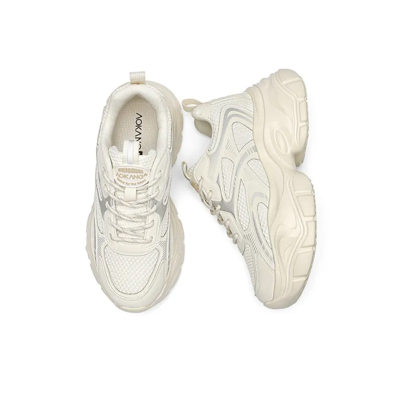 AOKANG Slip Resistant, Abrasion Resistant, Lightweight, Height Increasing Low Top Chunky Sneakers Women's-3