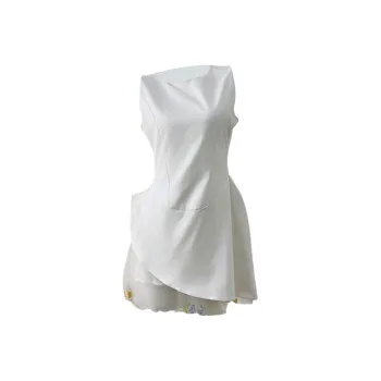 PZGE Sleeveless Dresses Women's White Dress