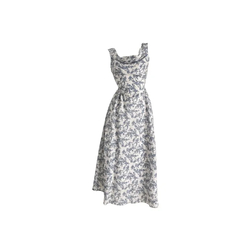 PZGE Slip Dresses Women's Blue Ink Floral Dress-0