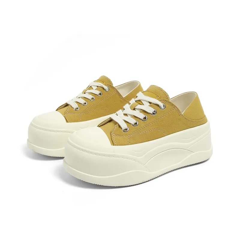 FOREVER 21 Abrasion Resistant Slip Resistant Low Top Canvas Shoes Women's Yellow-2