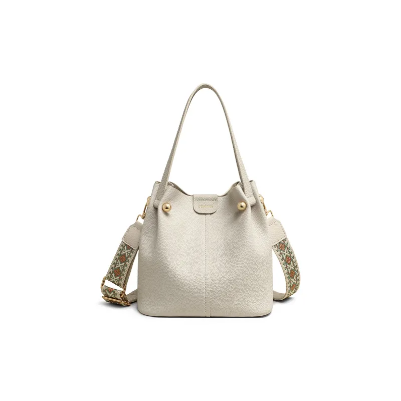 C°BANNER Cow Leather One Shoulder Handbag Women's Ecru-3
