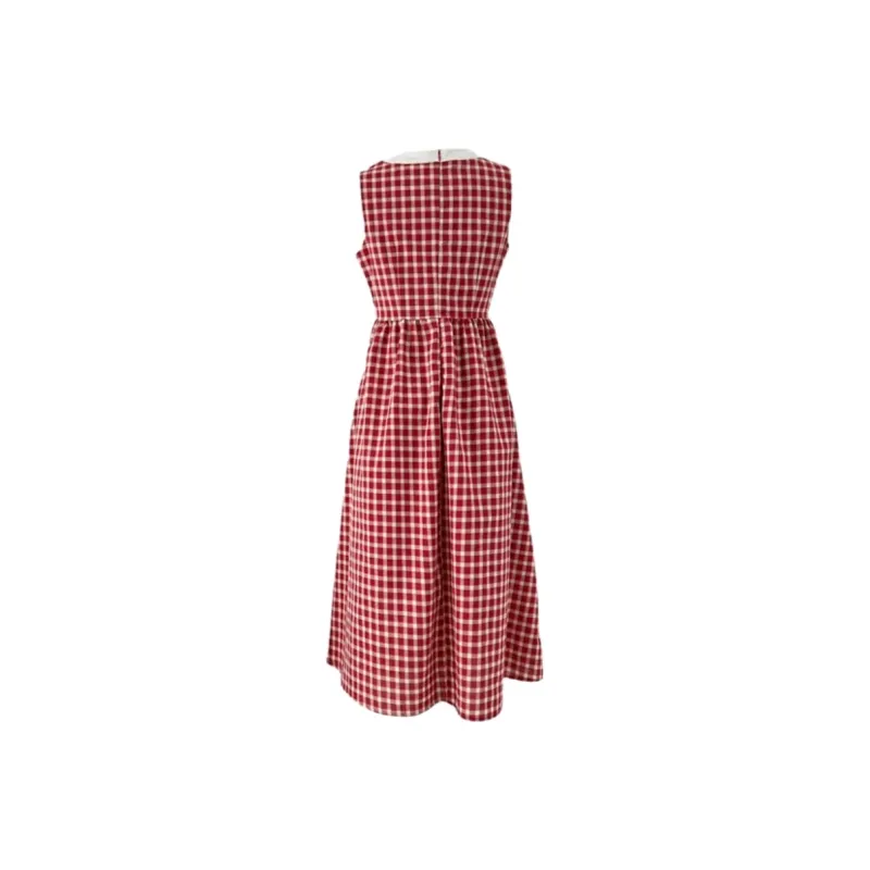 PZGE Sleeveless Dresses Women's Red Plaid-1