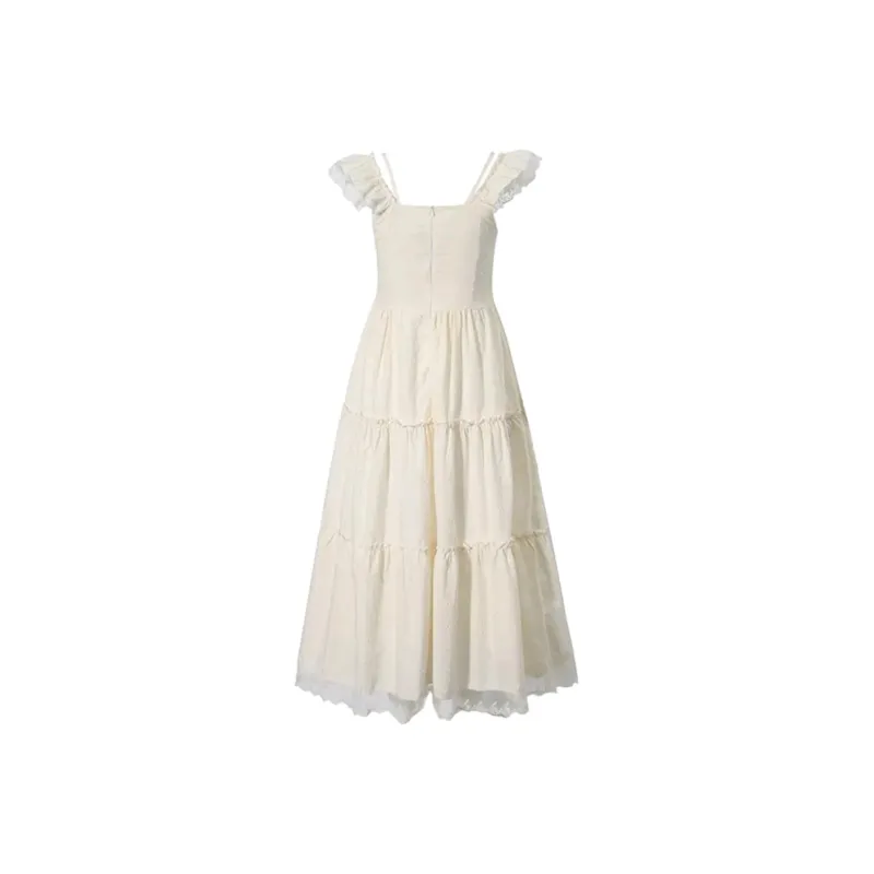 PZGE Slip Dresses Women's Apricot Midi Skirt-1