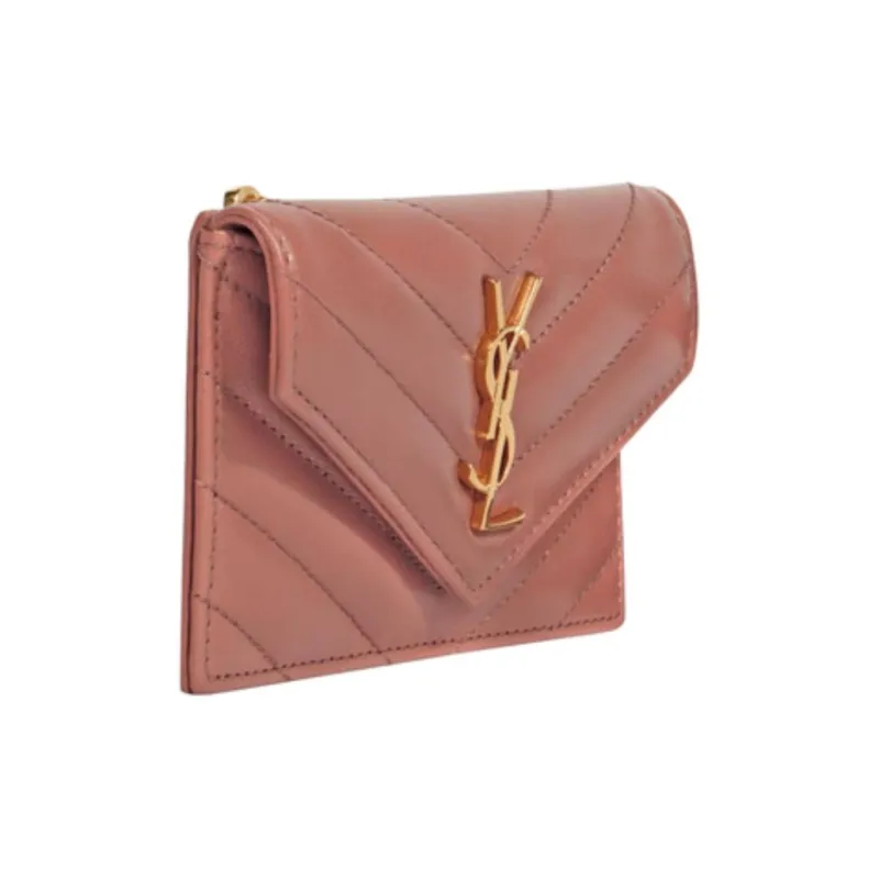SAINT LAURENT Lambskin Wallet Women's Pink-1
