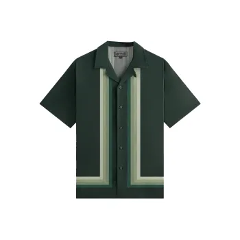 KITH SS25 Border Stripe Thompson Camp Collar Shirt Men's Stadium