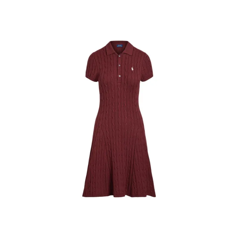 Polo Ralph Lauren Short Sleeved Dresses Women's Garnet Red-4