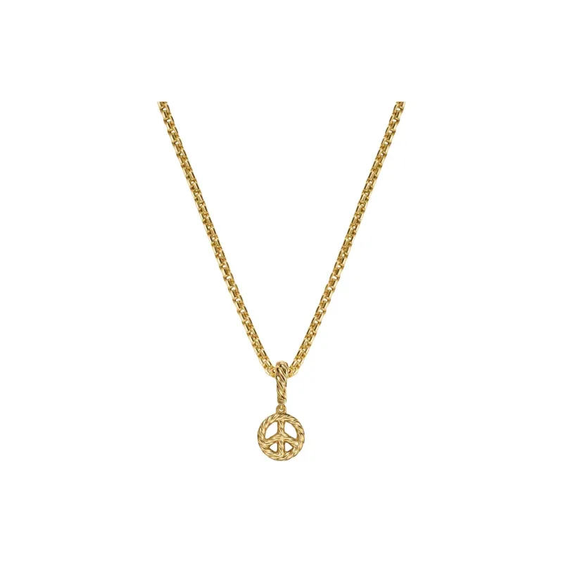 David Yurman 18K Gold Micro Pavé© Peace Sign Diamond Necklace-2