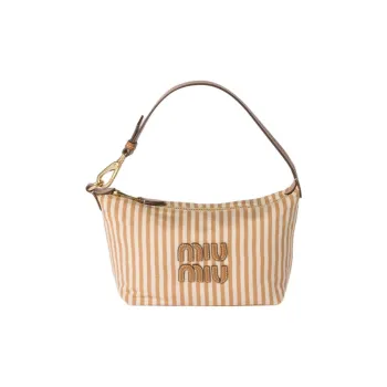 MIU MIU Cotton Handbag Women's Tan With Caramel