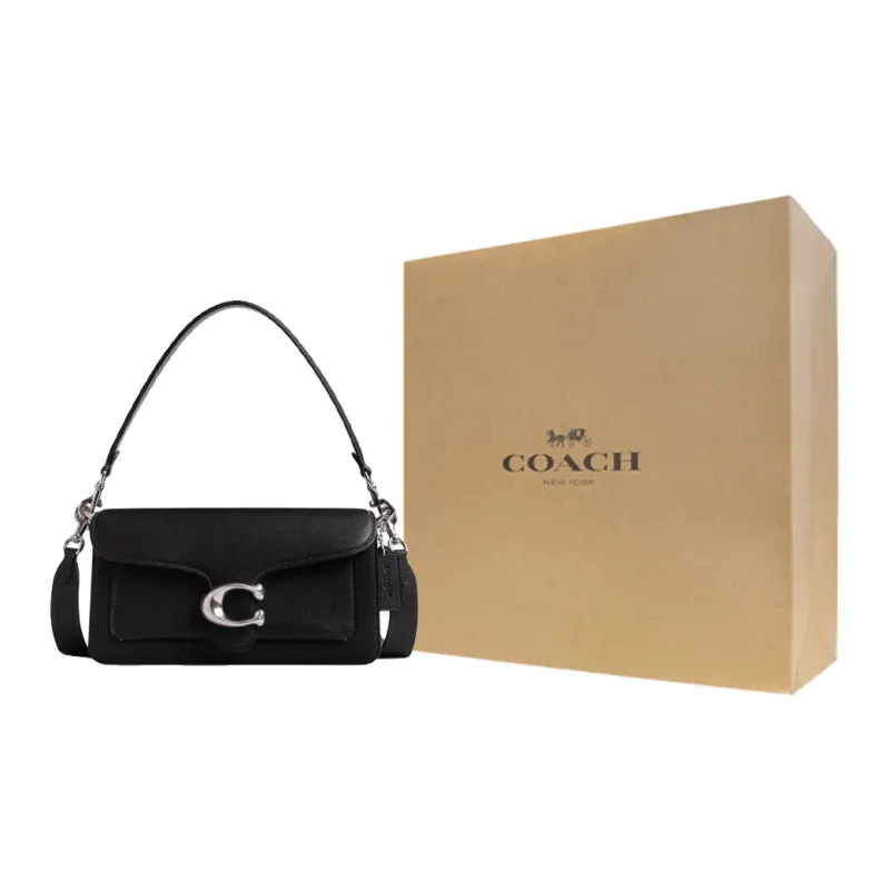 COACH Tabby Leather Portable Crossbody Bag Shoulder Bag Medium Size Women's Silver & Black-8