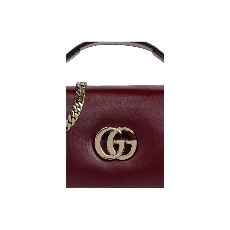 GUCCI Leather Shoulder Bag, Crossbody Bag, Handbag Mini Women's Burgundy-3