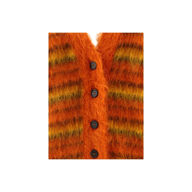 MARNI Striped Knitted Cardigan-5