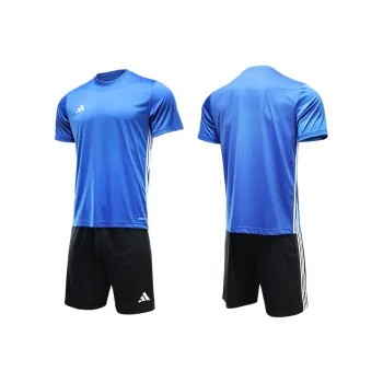 Adidas AEROREADY COMMERCIAL Soccer Jersey Set Men's 2 Pack Blue Short Sleeved Shirt+Black Shorts