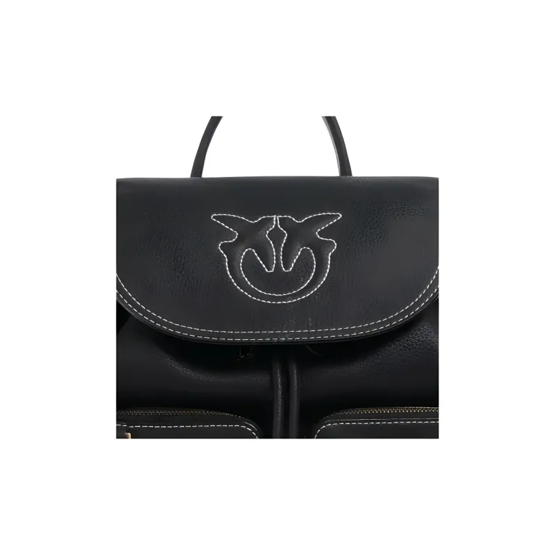 PINKO Cow Leather Backpack Women's Black-3
