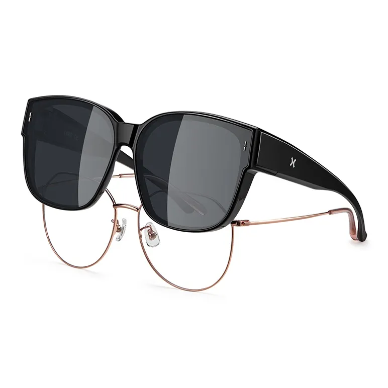 LOHO TR90 Square Large Frame Sunglasses For A Slimmer Face Appearance Unisex Black-10