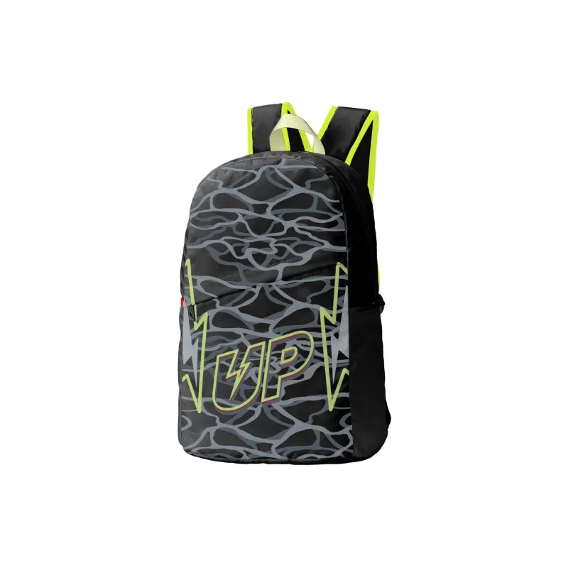 TURN UP Polyester Backpack Unisex Black Green-1