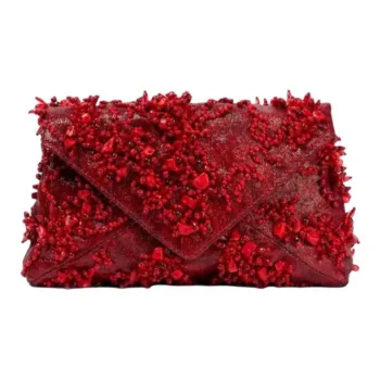 DRIES VAN NOTEN Fabric Clutch Shoulder Bag Women's Red