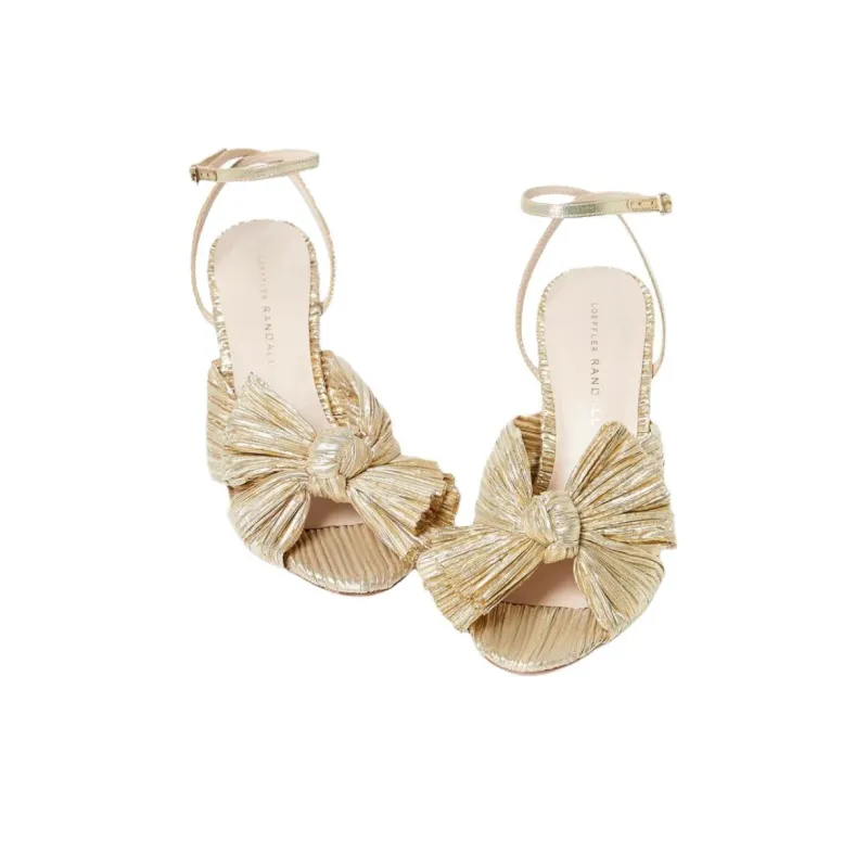 Loeffler Randall Camellia One Strap Sandals 8.8cm Women's Gold-4