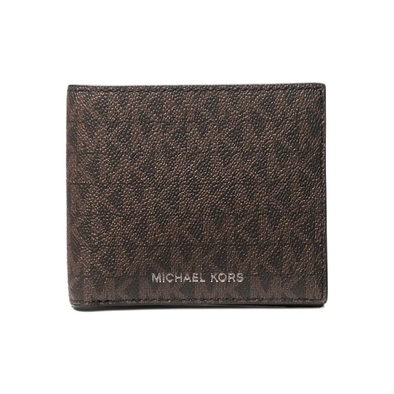 MICHAEL KORS Hudson Canvas Wallet Men's Brown & Black-0