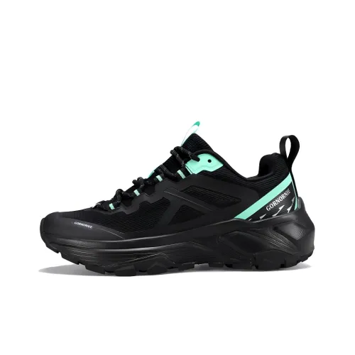GORNORNIE Abrasion Resistant Lightweight Rebound Low Top Casual Training Sprint Running Shoes Women's Black Green