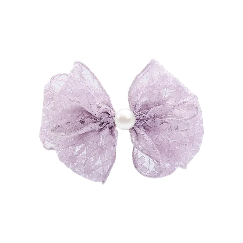 ROYALSASA Silk Chiffon, Faux Pearl Hair Clips Women's-4